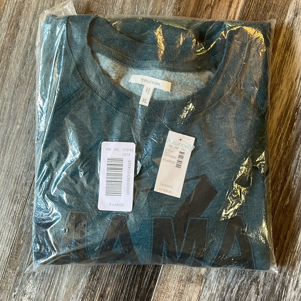 Maurice’s teal MaMa” sweatshirt